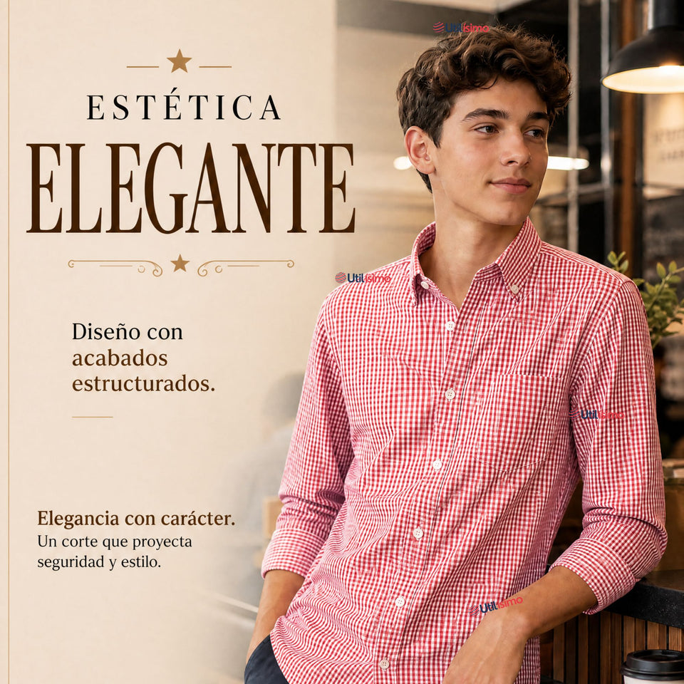 Camisa Cuadrille Clásico Juvenil Roja Regular Fit