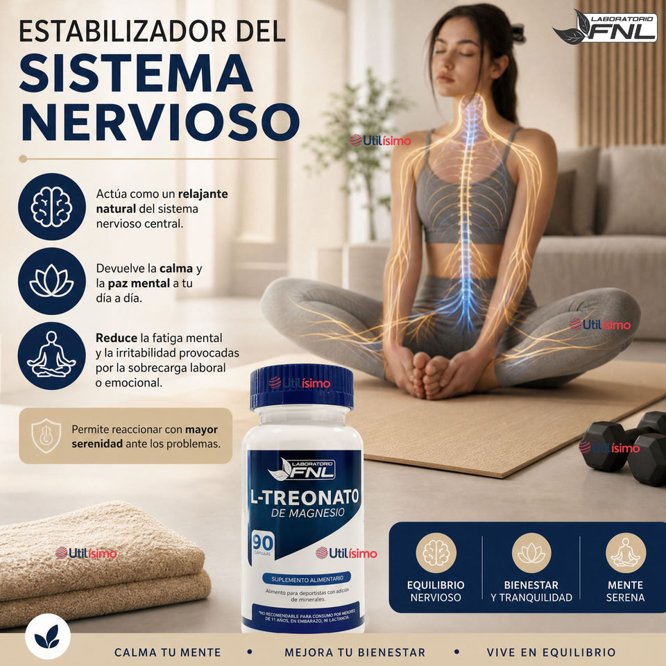 L-Treonato De Magnesio FNL 90 Capsulas Stress Fatiga Sabor Natural