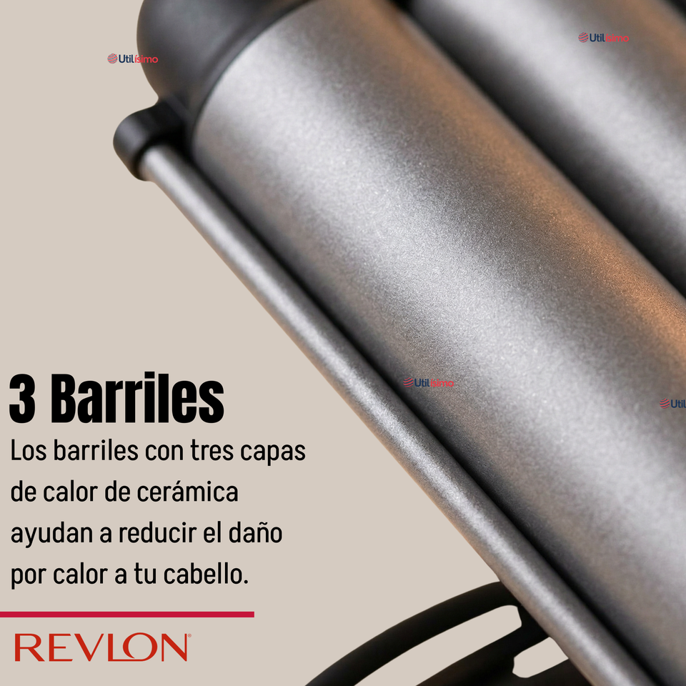 Onduladora De Pelo Revlon Waver Jumbo De 3 Barriles 800W