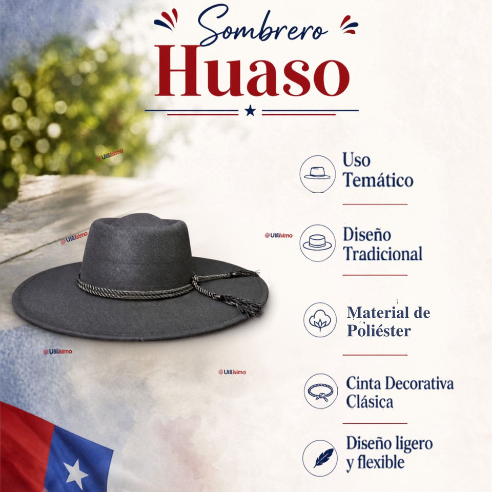 Pack 3 Sombrero Huaso Negro Tradicional Para Fiestas Patrias