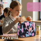 Mochila Escolar + Estuche + Lonchera 43cm Tela Oxford Azul Celeste Niña