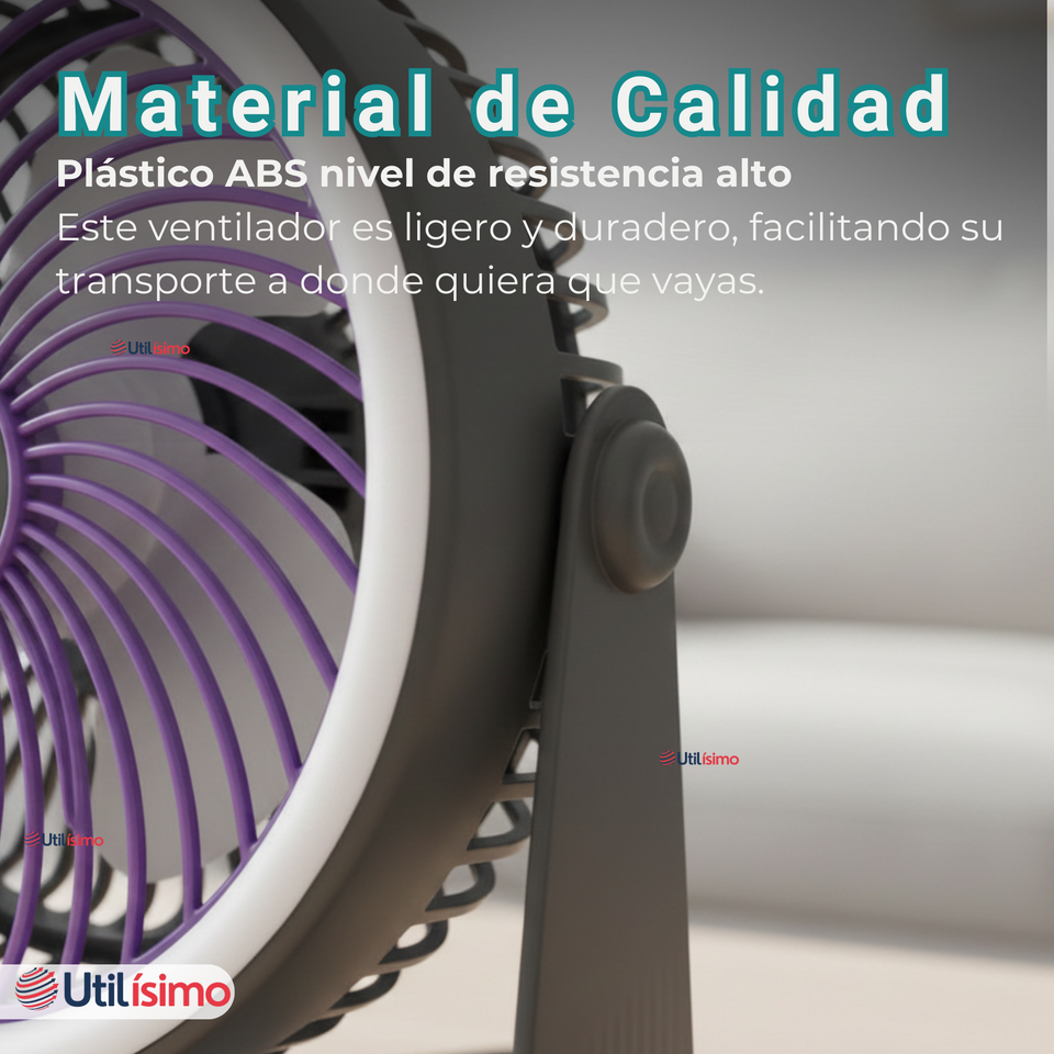 Mini Ventilador De Mesa Gris Silencioso Portátil Recargable USB
