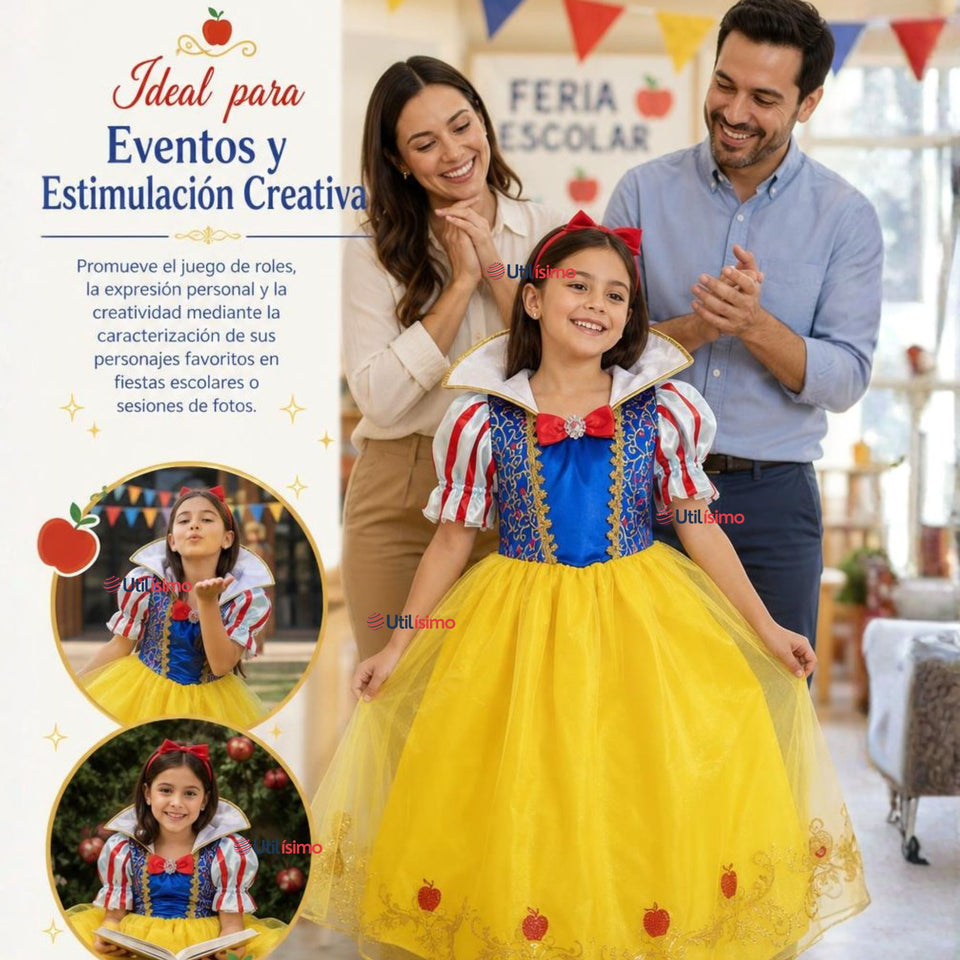 Disfraz Princesa Blancanieves Con Cintillo Niña