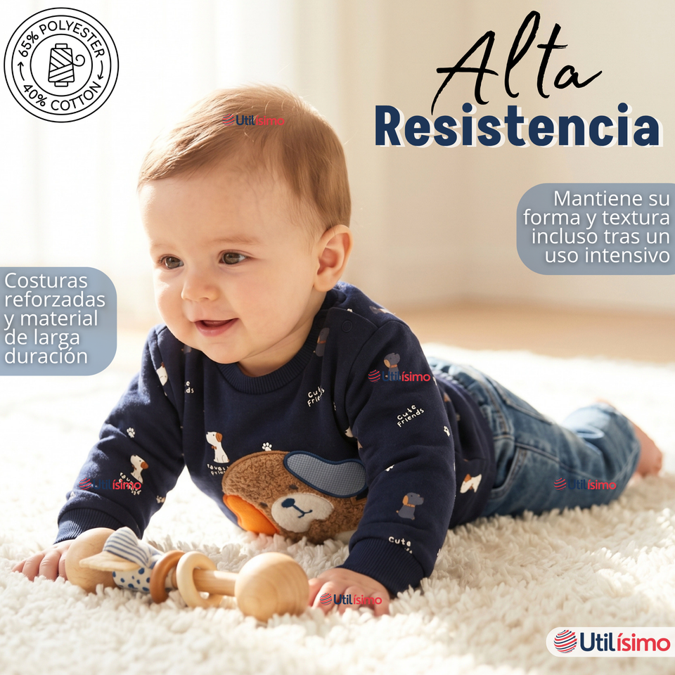 Conjunto 2 Piezas Buzo Pantalón Y Polerón Azul Bebé Niño