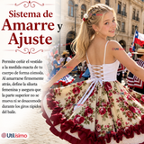 Vestido Chinita Huasa Juvenil 2 Piezas Burdeo Floreado Cueca Fiestas Patrias