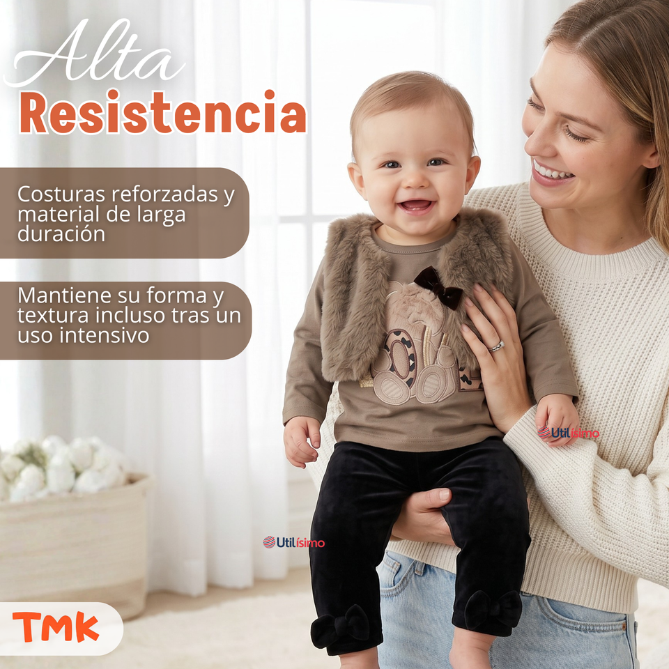 Conjunto Buzo Polera Chaleco 3 Piezas Bebé Niña Tedmimak Beautiful Bear