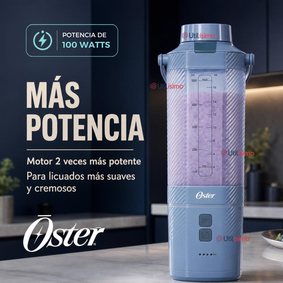 Oster Licuadora Portátil, GoMAX, 590 ml de Capacidad, para Smoothies, Azul, BLSTGFP-MH20-000