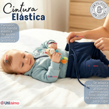 Conjunto 2 Piezas Buzo Pantalón Y Polerón Con Capucha Azul Dinosaurio Bebé Niño