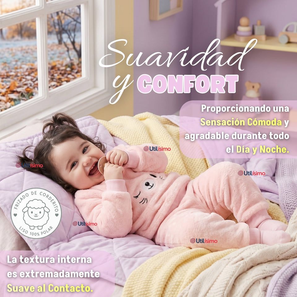 Conjunto Buzo Polerón Frizado Niñas Bebes Corderito Liso 2 Piezas