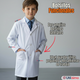 Cotona Delantal Escolar Blanca Niño Niña Unisex Bata