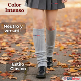 Pack 6 Polainas Escolares Invierno Abrigadoras Niña Gris Acrílico
