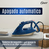 Plancha de vapor Oster®, AeroGlide Max S7800, azul claro, GCSTAC7801-052  Apagado Automático