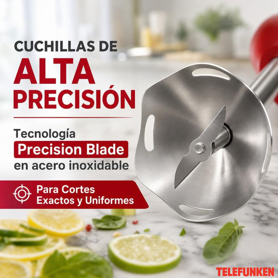 Batidora de inmersión Telefunken Smartmix 2500 roja acero inoxidable 800W