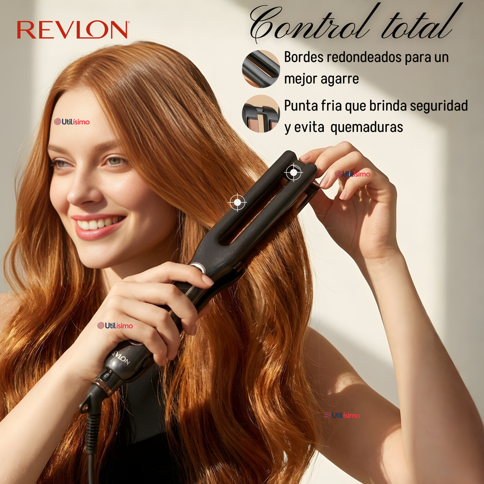 Plancha Alisadora De Cabello Revlon Placas Dobles Cerámica De Cobre RVST2204 Alaciadora Negra