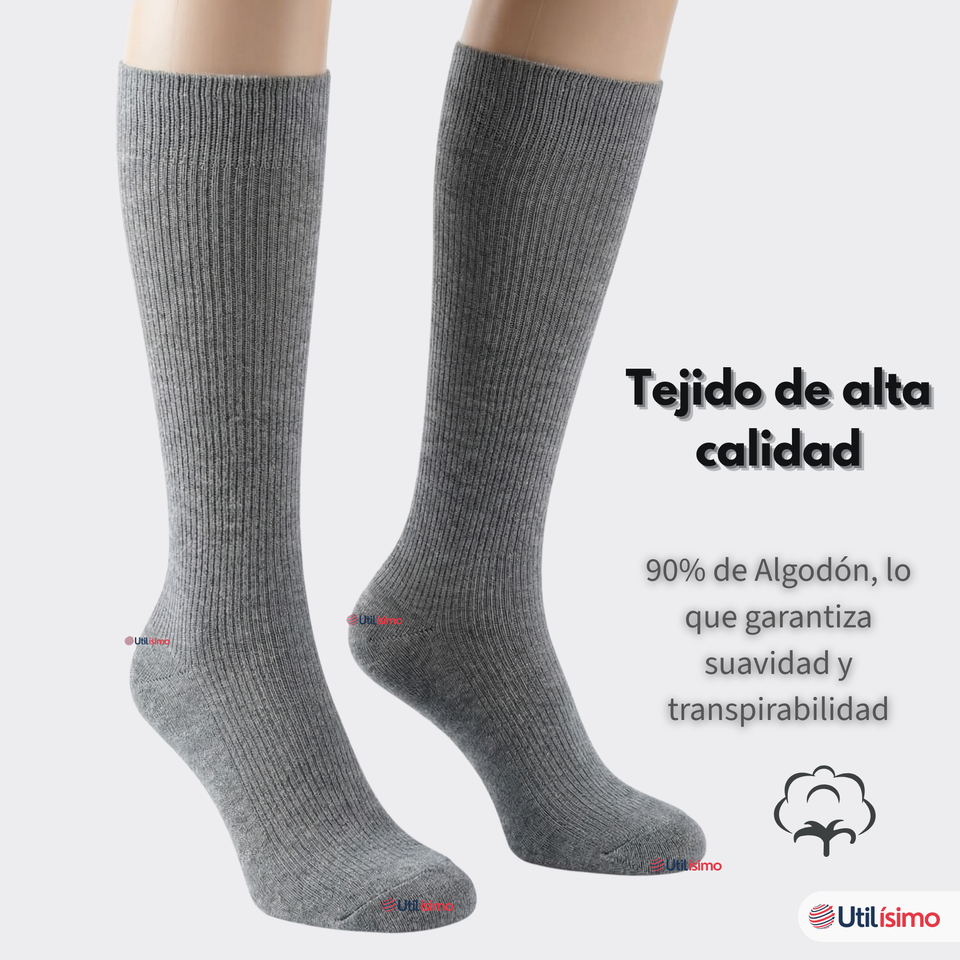 Pack 6 Calcetínes Escolares Largo Algodón Gris Niñas