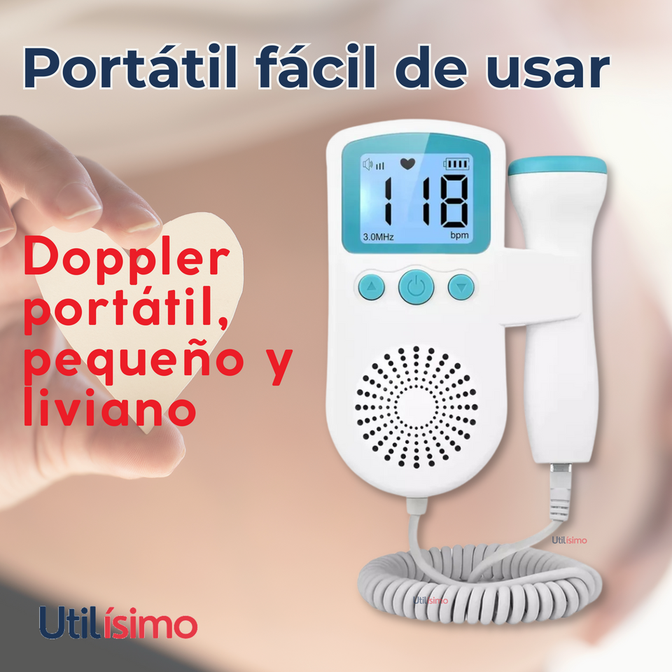 Monitor Fetal Doppler Latidos Fetales Corazón Bebé Blanco Azul