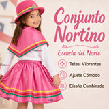 Pack 3 Trajes Nortinos Niña Fucsia 4 Piezas Con Poleras Baile Típico Fiestas Patrias