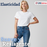 Camiseta Polera 100% Algodón Básica Lisa Elástica Mujer Blanco