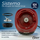 Licuadora Oster® con vaso de vidrio y 6 velocidades más pulso 800 Watts 1,5Litros
