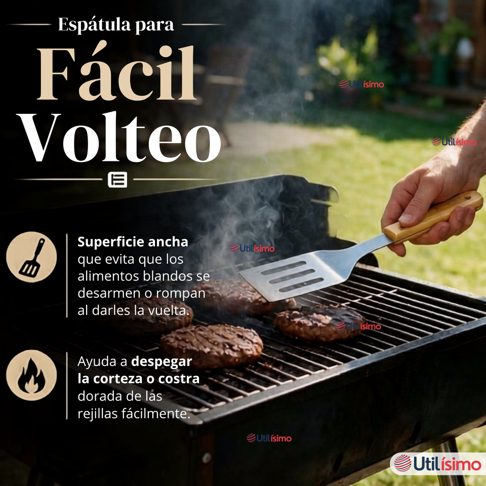 Set Parrilero 4 Piezas Acero Inoxidable Con Estuche Asado Barbacoa Fiestas Patrias