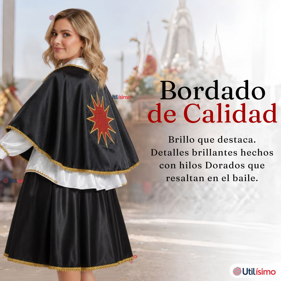 Traje Tirana Diablada Negro 3 Piezas Mujer Baile Típico Fiestas Patrias