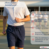 Short Pantalon Corto Juvenil Algodón Deportivo Escolar Azul Marino