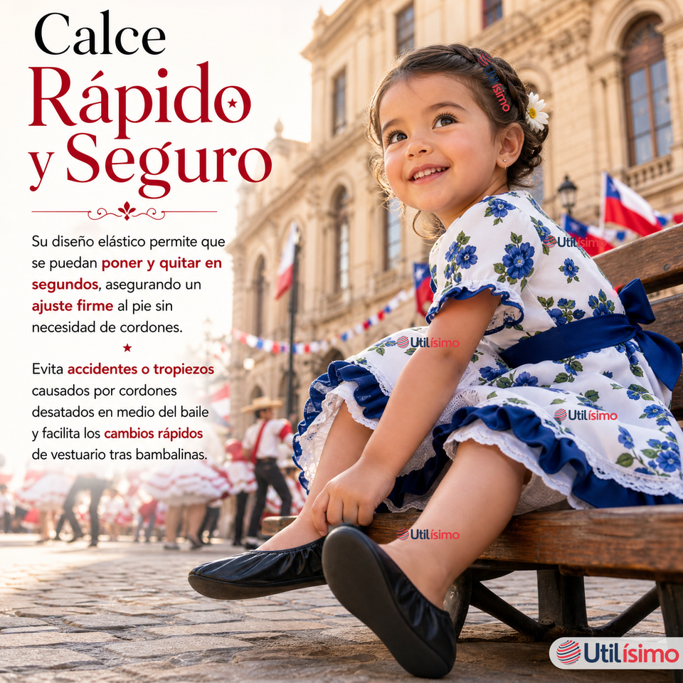 Zapatillas Chicle Negras Niña Bailes Danza Fiestas Patrias Talla 24-29