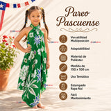 Pareo Pascuense Niña Hawaiano Verde Danza Fiestas Patrias