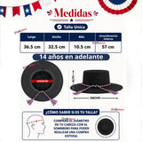 Sombrero Huaso Negro Tradicional Bandera Chile Fiestas Patrias