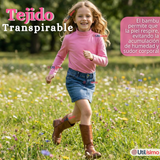 Pack 3 Poleras Camisetas Bambú Rosadas Cuello Beatle Primera Capa Manga Larga Niña