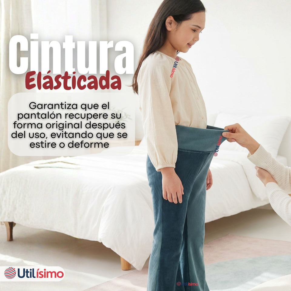 Calza Palazzo Polar Con Chiporro Niña Elasticada Térmica Verde Agua