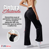 Pantalón Cotelé Palazzo Polar Con Chiporro Elasticado Térmico Negro