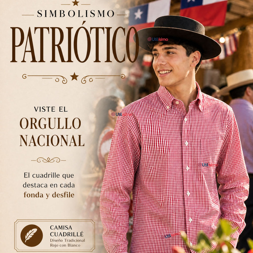 Pack 3 Camisas Cuadrille Huaso Juvenil Roja Regular Fit Fiestas Patrias