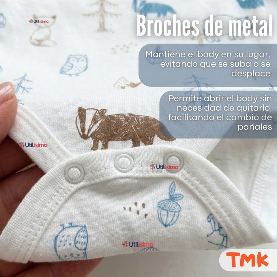 Pack 4 Bodys Manga Larga 100% Algodón Tedmimak Sweet Nature Bebé Niño