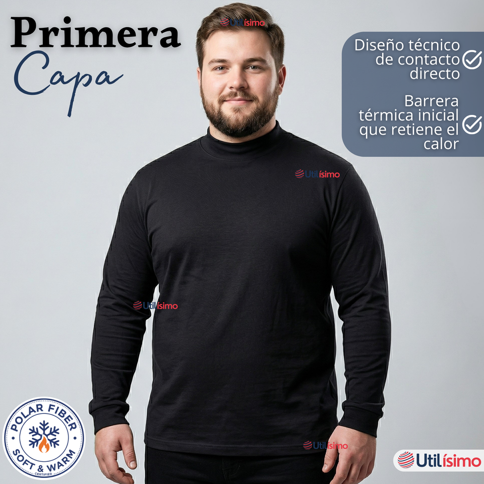 Pack 3 Camisetas Poleras Polar Primera Capa Cuello Beatle Manga Larga Colores Surtidos Hombre