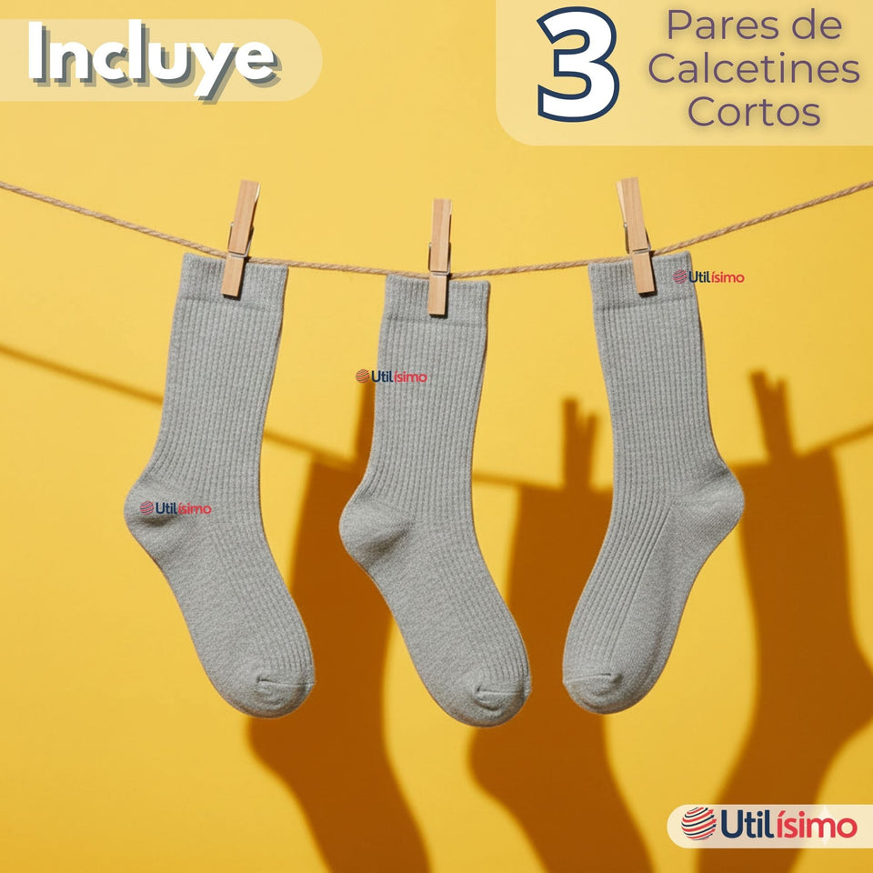 Pack 3 Calcetínes Escolares Corto Algodón Gris Niño Juvenil