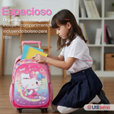 Mochila Escolar Hello Kitty Dreams Con Ruedas Desmontables + Estuche + Lonchera Niña Poliéster
