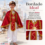 Traje Tirana Diablada Rojo 5 Piezas Niño Baile Típico Fiestas Patrias