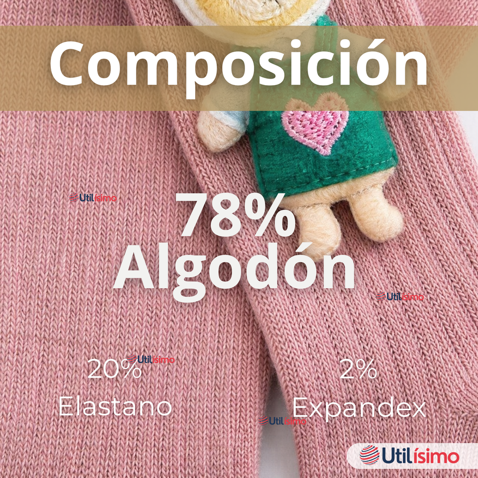 Panty 3D Osito Rosado Tejida Niña Ballerina 78% Algodón Premium