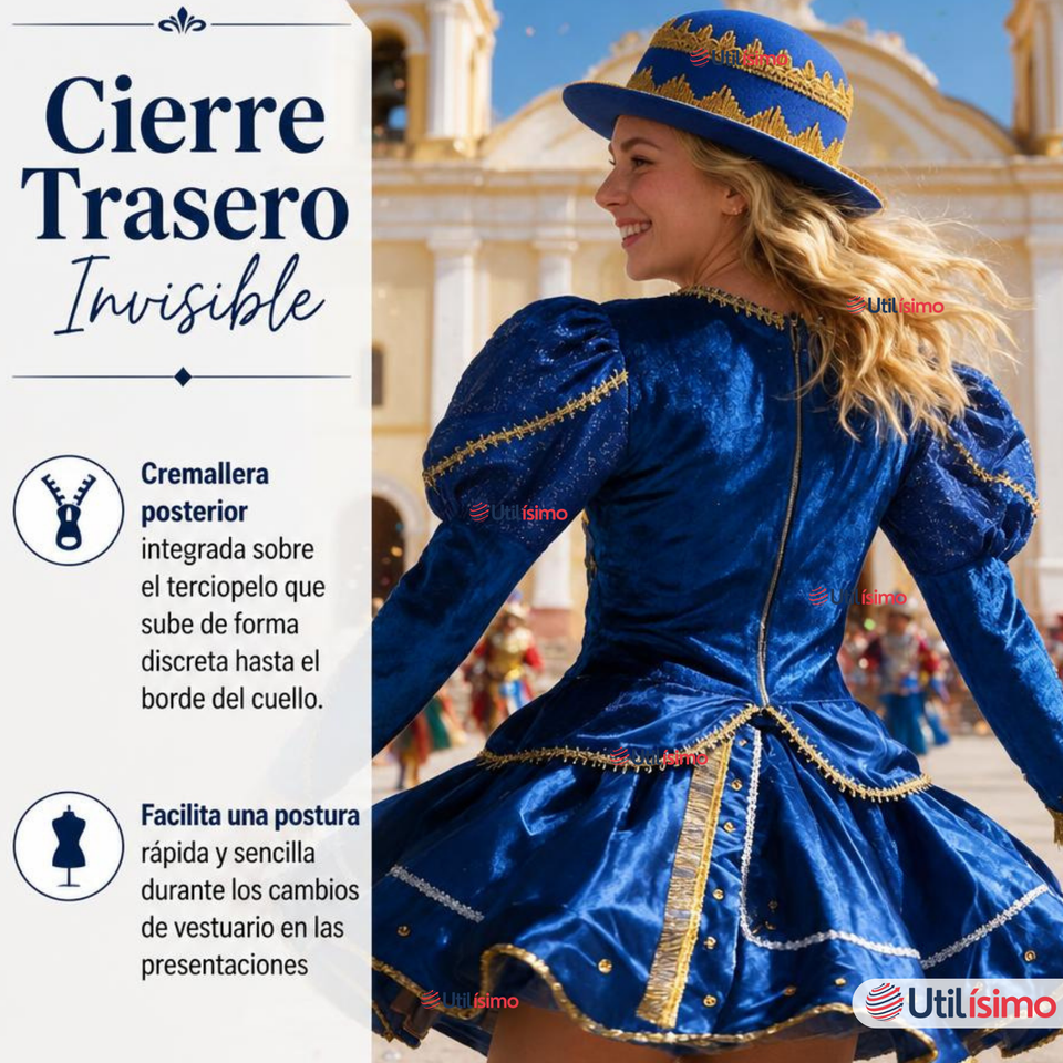 Traje Caporal Típico Completo Con Sombrero Azul Mujer Fiestas Patrias