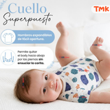 Pack 5 Bodys Manga Corta %100 Algodón Tedmimak Niño Blue Jungle