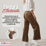 Pantalón Cotelé Palazzo Polar Con Chiporro Elasticado Térmico Café
