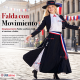 Traje Huasa Elegante Negro Juvenil Conjunto 7 Piezas Tipico Fiestas Patrias