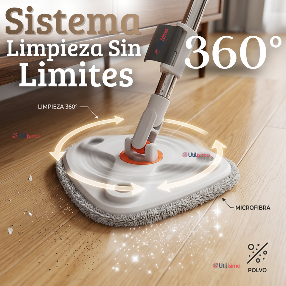 Trapeador Mopa Giratorio 360° Balde Centrifugo Microfibra
