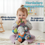 Juguete Peluche Animales Sensorial Con Mordedor Y Sonajero Diseño Elefante Niña y Niño