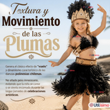 Traje Pascuense Típico Negro Con Plumas 3 Piezas Niña Rapa Nui Fiestas Patrias