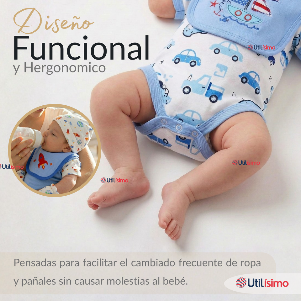 Set Ajuar Bebé 8 Piezas Surtido NIÑO 100% Algodón