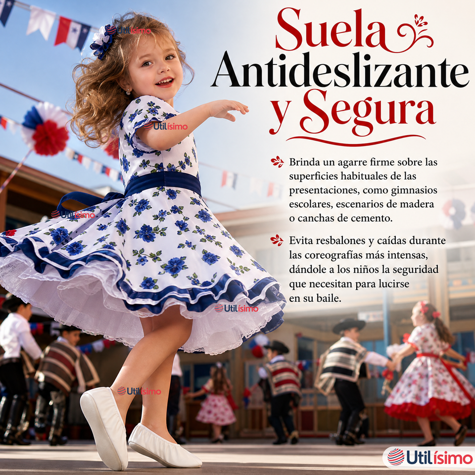 Zapatillas Chicle Blancas Niña Bailes Danza Fiestas Patrias Talla 24-29