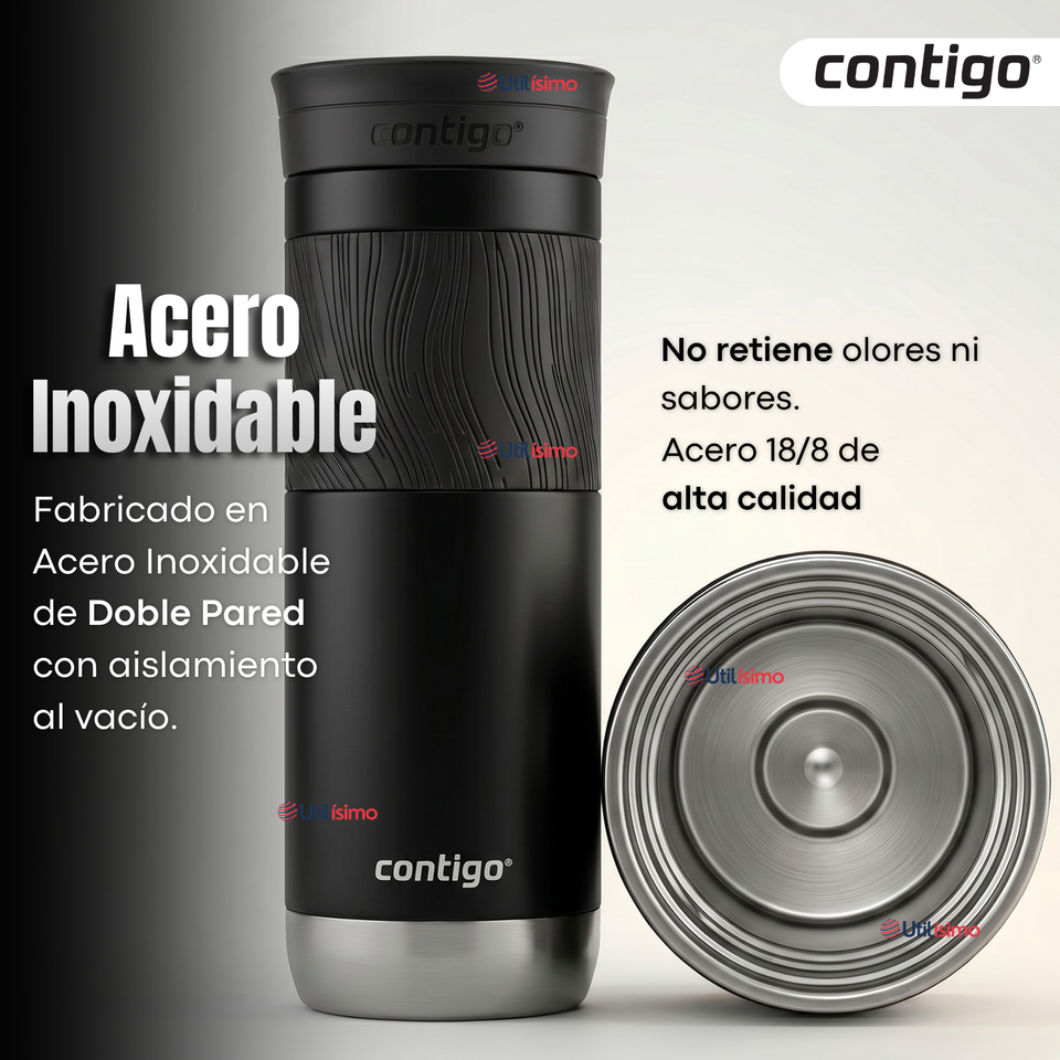 Vaso Termico Contigo Byron 2.0 Snapseal 710 Ml Negro Licorice Acero inoxidable