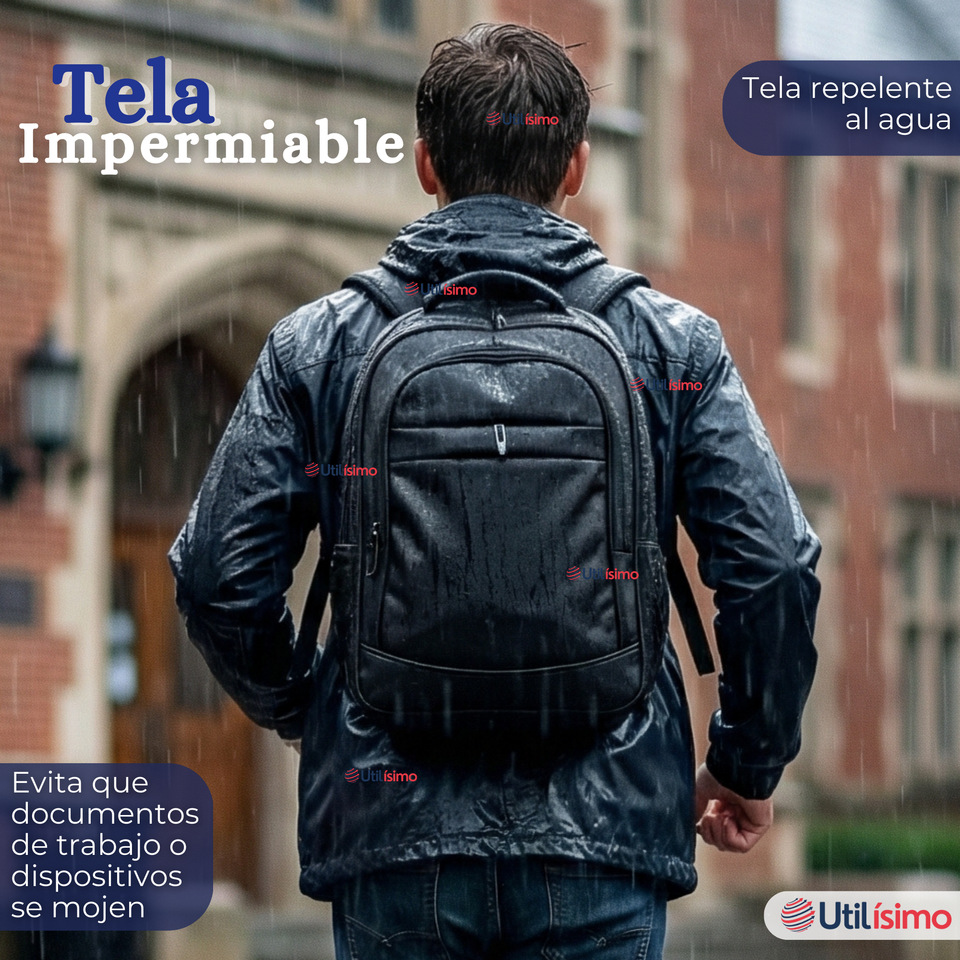 Mochila Multifuncional Ejecutiva Escolar Viaje Cabina Notebook Impermeable Resistente 48cm Negro 25L